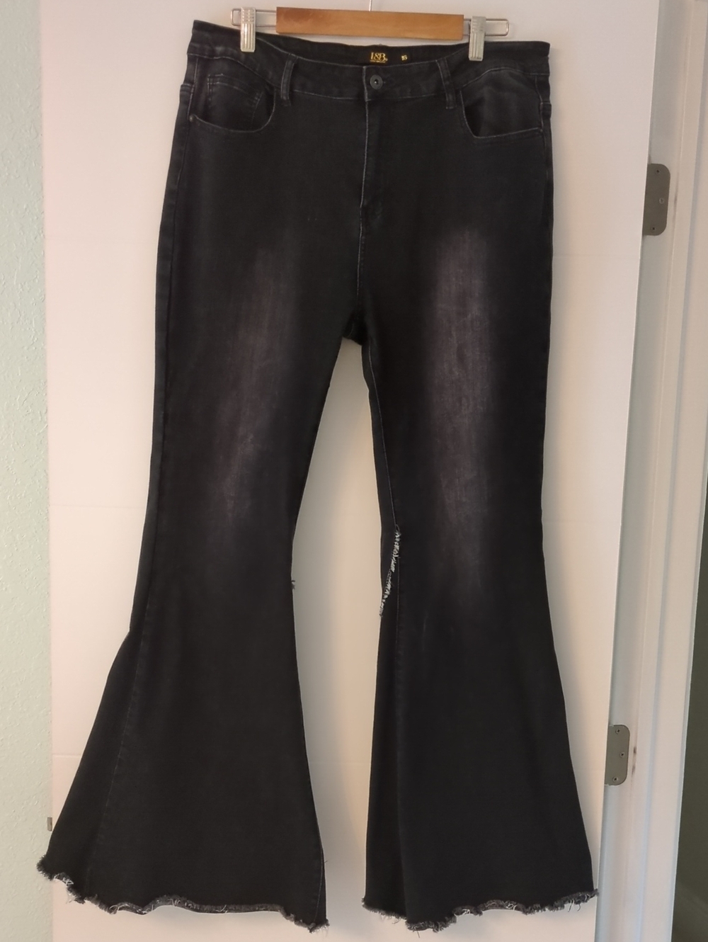 Lucky& Blessed Western Black Flared Jeans Pants Sz 16 Comfy Boho Coastal Cowgirl